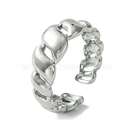 304 Stainless Steel Open Cuff Ring, Hollow, Stainless Steel Color, US Size 7 1/4(17.5mm)(RJEW-L110-030P)