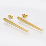 201 Stainless Steel Stud Earring Findings, with Loop and 304 Stainless Steel Pins, Golden, 35x4mm, Hole: 1.5mm, pin: 0.7mm(X-STAS-S079-45A)
