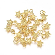 Electroplated Alloy Charms, Long-Lasting Plated, with Brass Jump Ring, Star, Golden, 11.5x8.5x3mm, Hole: 3.5mm(PALLOY-G267-09G)