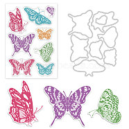 1Pc Carbon Steel Cutting Dies Stencils & 1 Sheet PVC Plastic Stamps, for DIY Scrapbooking/Photo Album, Decorative Embossing DIY Paper Card, Butterfly Pattern, 11.1x14.5x0.08cm(DIY-GL0001-66)