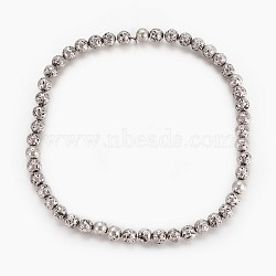 Electroplated Natural Lava Rock Beads Strands, Long-Lasting Plated, Round, Antique Silver Plated, 8.5~9mm, Hole: 1.2mm, about 48pcs/strand, 14.96 inch(38cm)(G-P400-05AS)