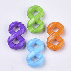 Opaque Acrylic Links connectors, Number, Mixed Color, 25x14.5x7mm, Hole: 6x5mm, about 500pcs/500g(SACR-N008-002)