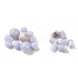 Natural Blue Lace Agate 3 Hole Guru Beads, T-Drilled Beads, for Buddhist Jewelry Making, 8~12mm, Hole: 2~3mm, 8~9.5x6.5~7mm, Hole: 2~2.5mm(G-L533-13C)