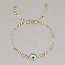 Lampwork Evil Eye Link Bracelet, Braided Adjustable Bracelet, White, No Size(HH6506-1)