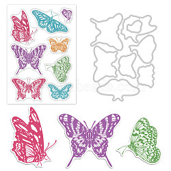 1Pc Carbon Steel Cutting Dies Stencils & 1 Sheet PVC Plastic Stamps, for DIY Scrapbooking/Photo Album, Decorative Embossing DIY Paper Card, Butterfly Pattern, 11.1x14.5x0.08cm(DIY-GL0001-66)