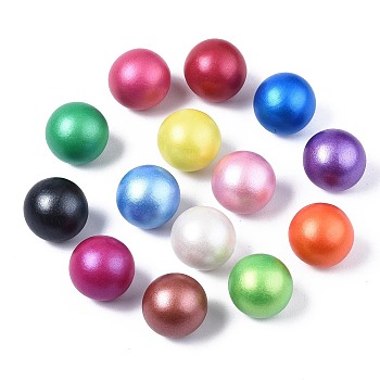 Painted Natural Wood Beads, Pearlized, No Hole/Undrilled, Round, Mixed Color, 15mm