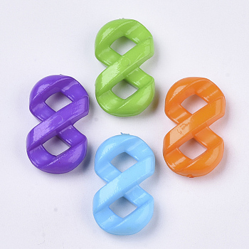 Opaque Acrylic Links connectors, Number, Mixed Color, 25x14.5x7mm, Hole: 6x5mm, about 500pcs/500g