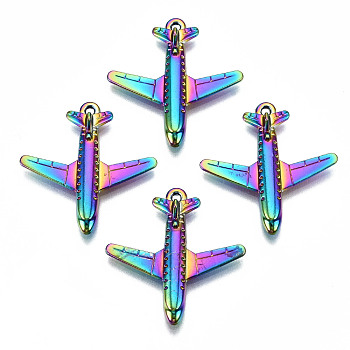 Rainbow Color Alloy Pendants, Cadmium Free & Lead Free, Plane, 26x25x4mm, Hole: 1.2mm