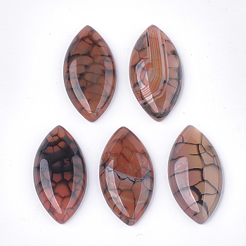Natural Crackle Agate Cabochons, Dyed, Horse Eye, Sienna, 39x20x6mm
