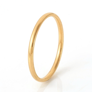 201 Stainless Steel Plain Band Rings, Real 18K Gold Plated, Size 8, Inner Diameter: 18mm