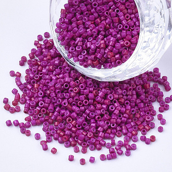 Baking Paint Cylinder Seed Beads, Uniform Size, Medium Violet Red, 1.5~2x1~2mm, Hole: 0.8mm, about 4000pcs/bag, about 50g/bag