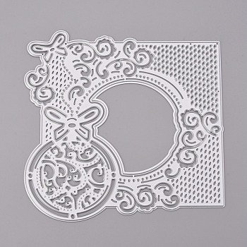 Butterfly Frame Carbon Steel Cutting Dies Stencils, for DIY Scrapbooking/Photo Album, Decorative Embossing DIY Paper Card, Matte Platinum Color, 136x135x1mm