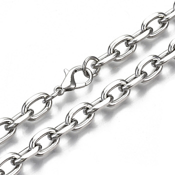 Iron Cable Chains Necklace Making, with Brass Lobster Clasps, Unwelded, Platinum, 24.21 inch(61.5cm) long, Link: 11x7x2mm, Jump Ring: 7x1mm, 4.5mm inner diameter