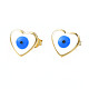 Heart with Evil Eye Stud Earrings(EJEW-N011-49)-1