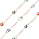 304 Stainless Steel Resin Evil Eye Link Chains with ABS Imitation Pearl Beads(CHS-P016-33G)-1