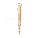 Brass Micro Pave Cubic Zirconia Pendants, Cadmium Free & Nickel Free & Lead Free, Cone Charms, with Jump Ring, Real 18K Gold Plated, 33.5x3.5mm, Hole: 3mm(KK-B127-11G)