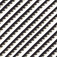 12.5 Yards Polyester Ribbon, Single Edge with Diagonal Stripe, for Garment Accessories, Black, 1/2 inch(11.5mm)(OCOR-BC0005-29)
