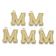 Alloy Pendants, Cadmium Free & Nickel Free & Lead Free, Initial Letter, Real 18K Gold Plated, Initial Letter.M, 21x19x2mm, Hole: 2mm(X-PALLOY-N157-002M-NR)
