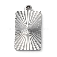 304 Stainless Steel Pendants, Rectangle Charm, Stainless Steel Color, 21x11.5x1.9mm, Hole: 1.8mm(STAS-D025-06P-02)