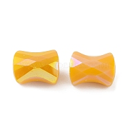 Electroplate Glass Beads, AB Color, Faceted Pillow, Gold, 10x8x6mm, Hole: 1.6mm(GLAA-D016-14E)