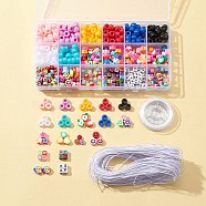 DIY Candy Color Bracelet Making Kit, Including Acrylic European & Polymer Clay Beads, Flower & Fruit & Star & Smiling Face & Heart, Mixed Color, Beads: 573Pcs/box(DIY-FS0003-47)