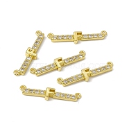 Rack Plating Brass Micro Pave Clear Cubic Zirconia Connector Charms, Real 18K Gold Plated, Long-Lasting Plated, Cadmium Free & Nickel Free & Lead Free, Letter Links, Letter.F, 6x25.5x2.5mm, Hole: 1.2mm(KK-C007-37G-F)