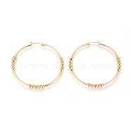 304 Stainless Steel Big Hoop Earrings, Hypoallergenic Earrings, with Round Beads, Ring, Golden, 6 Gauge, 54x52.5x4mm, Pin: 0.5x1mm(EJEW-E258-06C-G)