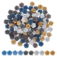 150Pcs 5 Colors Electroplated Resin Cabochons, Flower, Mixed Color, 14x414x5mm, about 30pcs/color(CRES-NB0001-36)