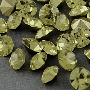 Grade A Glass Pointed Back Chaton Rhinestones, Back Plated, Diamond, Jonquil, 3.3~3.4mm, about 144pcs/gross(RGLA-PP26-16A)