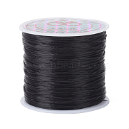 Flat Elastic Crystal String, Elastic Beading Thread, for Stretch Bracelet Making, Dyed, Black, 0.8mm, about 65.61 yards(60m)/roll(EW019-1)