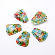 Handmade Millefiori Glass Cabochons, Trapezoid, Mixed Color, 32x25x7mm(LAMP-G121-31)