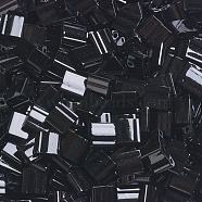 MIYUKI TILA Beads, Japanese Seed Beads, 2-Hole, (TL401) Opaque Black, 5x5x1.9mm, Hole: 0.8mm, about 590pcs/50g(SEED-X0054-TL401)