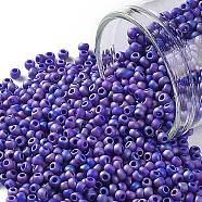 TOHO Round Seed Beads, Japanese Seed Beads, (408F) Cobalt Blue Opaque Rainbow Matte, 11/0, 2.2mm, Hole: 0.8mm, about 1110pcs/10g(X-SEED-TR11-0408F)