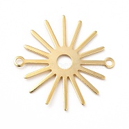 Brass Connector Charms, Sun Links, Long-Lasting Plated, Cadmium Free & Lead Free, Real 24K Gold Plated, 27.5x28x0.6mm, Hole: 1.8mm(X-KK-H435-10G)