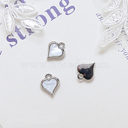 Opaque Resin Pendants, Heart Charms, with Platinum Tone Alloy Findings, White, 12x10mm(INS-PW0001-10F-01)