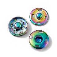 Ion Plating(IP) 202 Stainless Steel Snap Buttons, Garment Buttons, Sewing Accessories, Rainbow Color, 15x5.5mm(BUTT-I017-01C-MC)