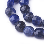 Natural Sodalite Beads Strands, Faceted, Flat Round, 8x5~5.5mm, Hole: 1mm, about 50pcs/strand, 14.9 inch(38cm)(G-E538-09B)