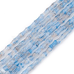 Baking Varnish Glass Beads Strand, Bamboo Stick, Light Sky Blue, 12x6.5mm, Hole: 1.4mm, about 65~66pcs/strand, 30.71''(78cm)(GLAA-TAC0021-02A)