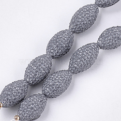 Handmade Polymer Clay Rhinestone Beads, Oval, Crystal, Gray, 21~22x11~12mm, Hole: 1mm(RB-S058-03A-11)