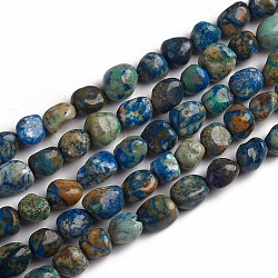 Natural Chrysocolla and Lapis Lazuli Beads Strands, Tumbled Stone, Nuggets, 10~15x7.5~11.5x7.5~12.5mm, Hole: 1mm, about 36pcs/Strand, 15.67 inch(39.8 cm)(G-D0002-D52)
