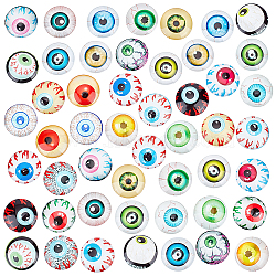 Elite 1 Bag Printed Glass Cabochons, Half Round/Dome with Eye Pattern, Mixed Color, 25x7mm, about 50pcs/bag(GGLA-PH0001-45D)