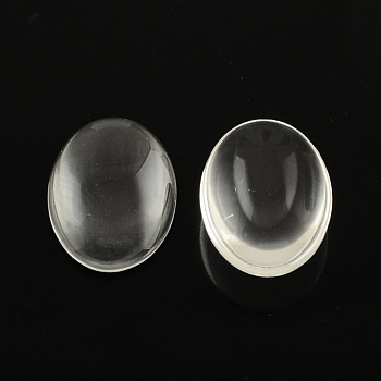 Transparent Oval Glass Cabochons, Clear, 30x20x6mm