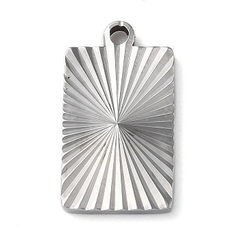 304 Stainless Steel Pendants, Rectangle Charm, Stainless Steel Color, 21x11.5x1.9mm, Hole: 1.8mm