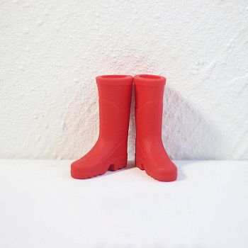 Mini Long Rain Boots Doll Making Ornaments, Micro Doll Shoes Accessories, Red, 27x9x34mm, Inner Diameter: 13mm