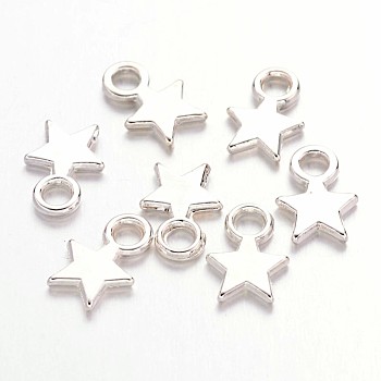 Tibetan Style Alloy Charms, Cadmium Free & Lead Free, Star, Silver, 11x8x1mm, Hole: 2mm, about 3700pcs/1000g