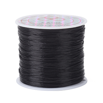 Flat Elastic Crystal String, Elastic Beading Thread, for Stretch Bracelet Making, Dyed, Black, 0.8mm, about 65.61 yards(60m)/roll