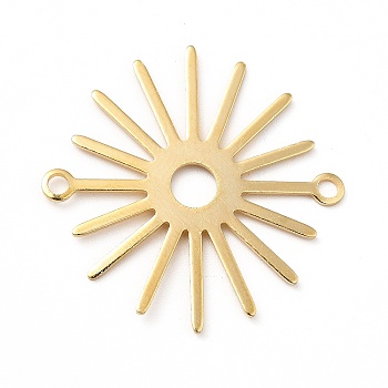 Brass Connector Charms, Sun Links, Long-Lasting Plated, Cadmium Free & Lead Free, Real 24K Gold Plated, 27.5x28x0.6mm, Hole: 1.8mm