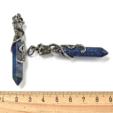 pendentifs en lapis-lazuli naturel teinté à facettes doubles et pointus(G-P547-03AS-05)-3