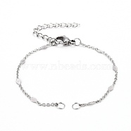 Rhombus Bracelet Makings, with Brass Link Cable Chains, 304 Stainless Steel Lobster Claw Clasps & Twisted Chain Extension & Jump Rings, Platinum, 5-1/2 inch(14cm)(AJEW-JB00970)