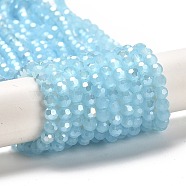 Imitation Jade Glass Beads Stands, AB Colors, Faceted, Round, Sky Blue, 4.5x4mm, Hole: 1mm, about 94~95pcs/strand, 13.90~14.02 inch(35.3~35.6cm)(EGLA-A035-J4mm-B04)